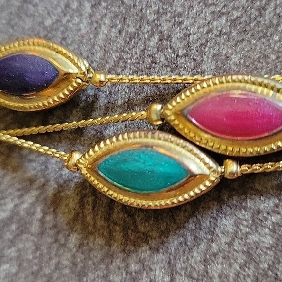 Vintage Byzatine Rainbow Marquis Enamel Layered Torsade Necklace - Picture 10 of 11